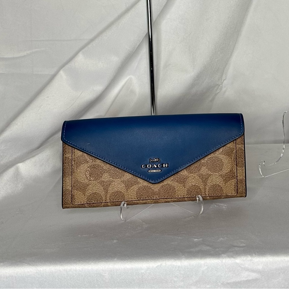 Coach Tan and Blue Women's Wallet